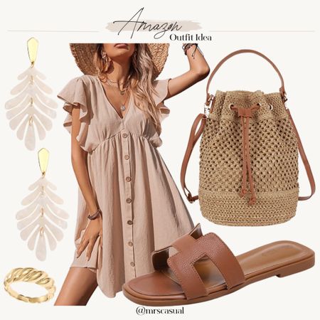 Super cute Amazon dress for summer. Also loving these cognac sandals 

#LTKunder50 #LTKunder100