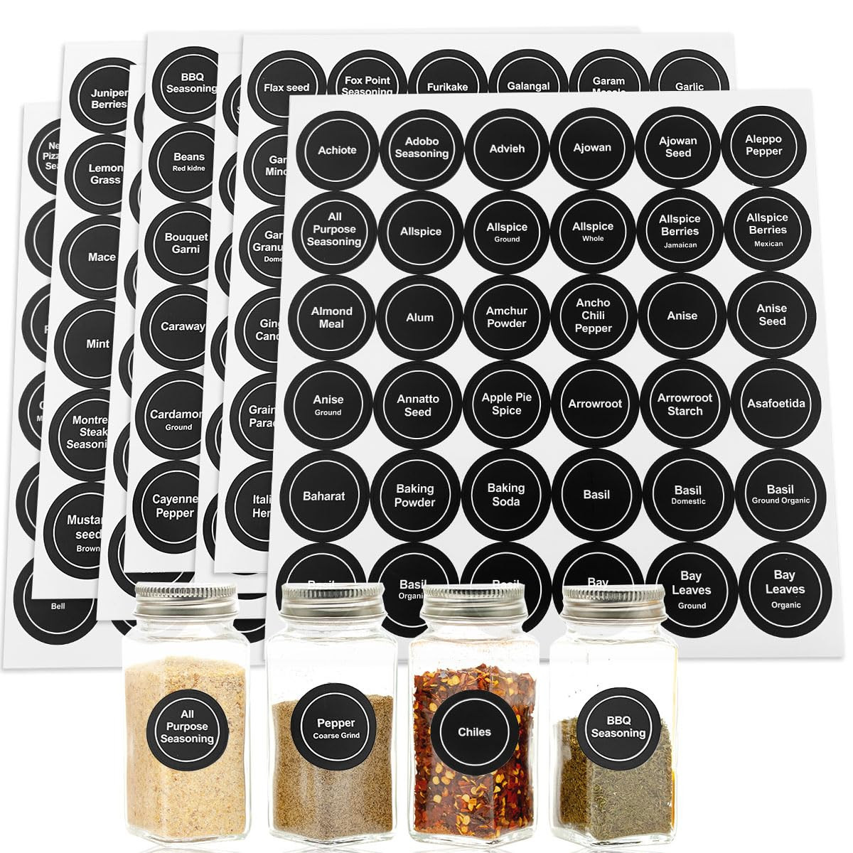 Etiquetas para especias, 432 piezas de etiquetas adhesivas impermeables de 1.4 pulgadas, etiqueta... | Amazon (US)