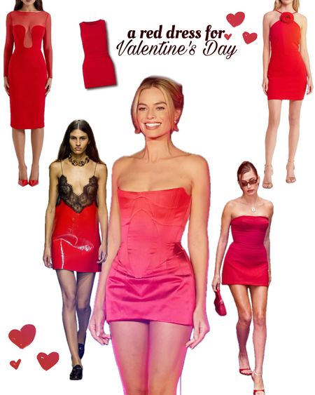 Margot Robbie work a red mini dress during her Barbie press tour and Hailey Bieber for her Rhode drop + I’ve never looked back… soooo for VALENTINE’S DAY ♥️ here are some date night dresses that Nick Jonas would approve of... because “red dress” 🎤 🎶 

#LTKSeasonal #LTKwedding #LTKstyletip