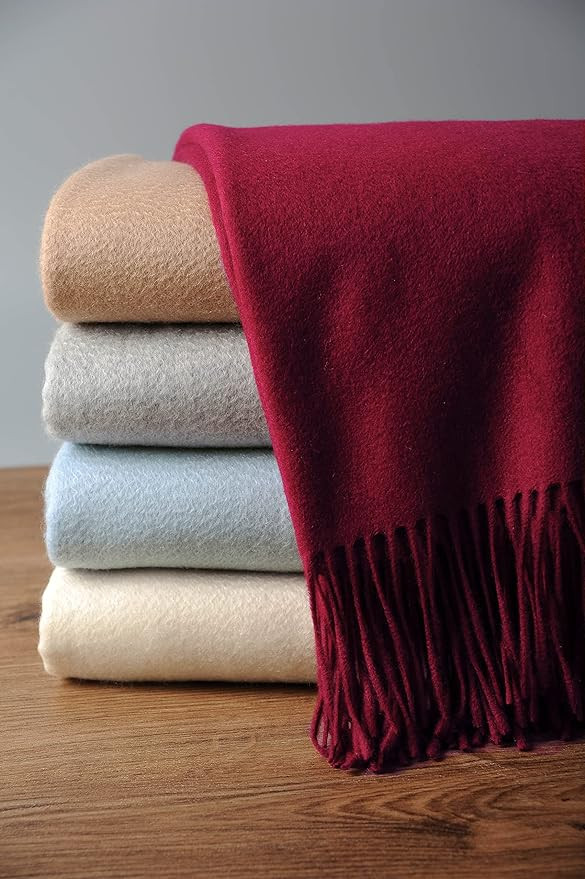 EP Mode 100% Pure Cashmere Throw Blanket for Sofa, Classic Design with Gift Box (Merlot) | Amazon (US)