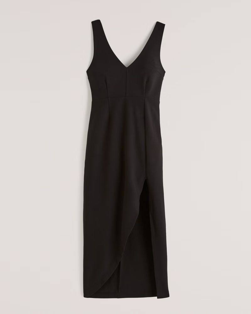 Women's Plunge Neck Midi Dress | Women's Dresses & Jumpsuits | Abercrombie.com | Abercrombie & Fitch (US)
