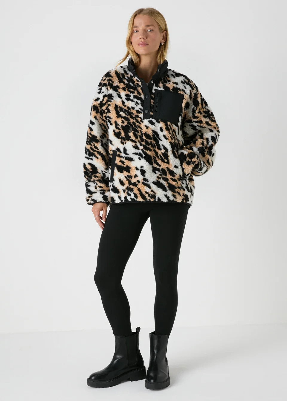 Cream Animal Borg Funnel Fleece | Matalan (UK)