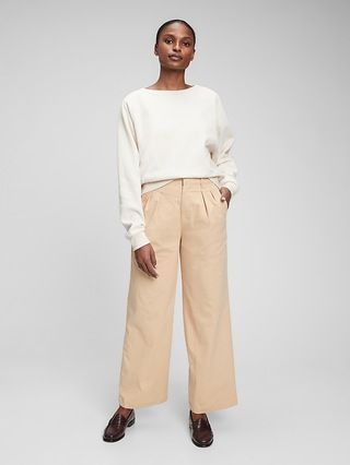 High Rise Pleated Wide Khaki with Washwell | Gap (CA)