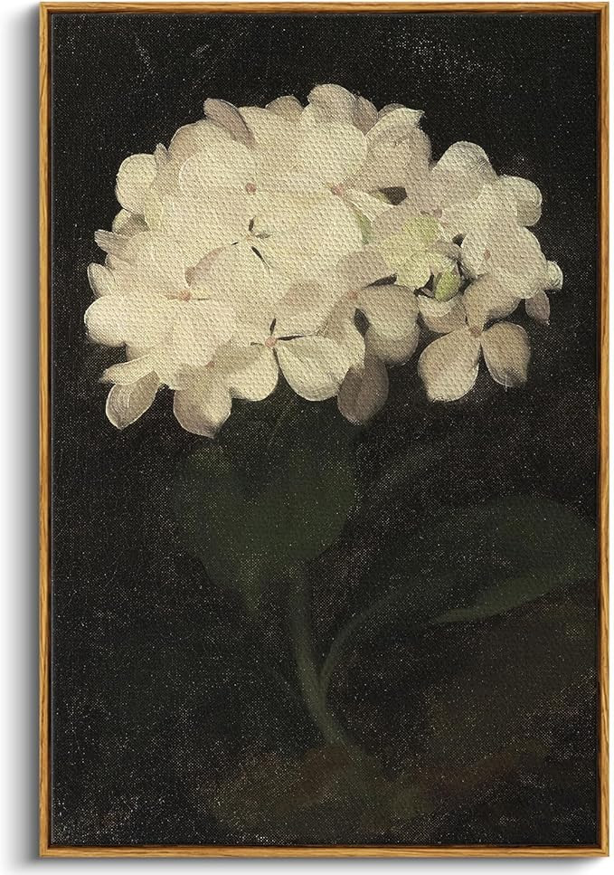 InSimSea Framed Wall Art - White Hydrangea Oil Painting Canvas Prints - 24x36in - Living Room, Be... | Amazon (US)
