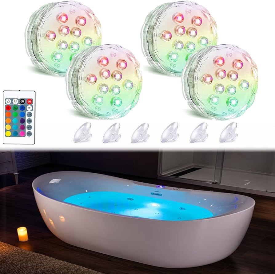 Seagenck Bath Tub Lights Wireless, Battery Operated Waterproof Glow Light for Bathroom Bathtub Li... | Amazon (US)