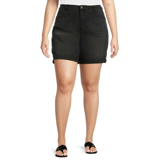 Terra & Sky Women's Plus Size Bermuda Denim Shorts, 7” Inseam | Walmart (US)