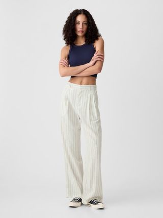 Easy Wide-Leg Linen-Blend Trousers | Gap Factory