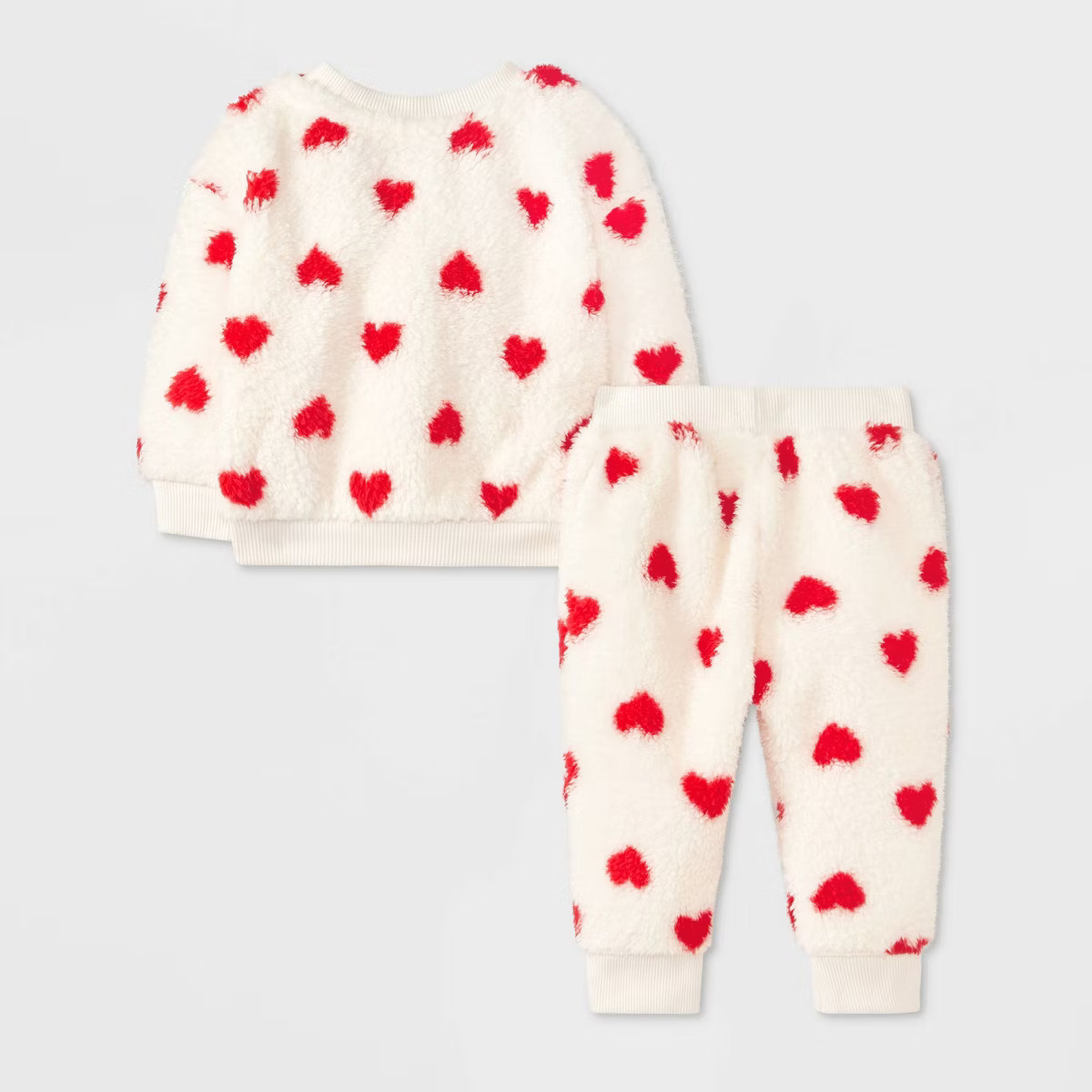 Baby Printed Heart Cozy Top & Bottom Set - Cat & Jack™ Cream 0-3M | Target