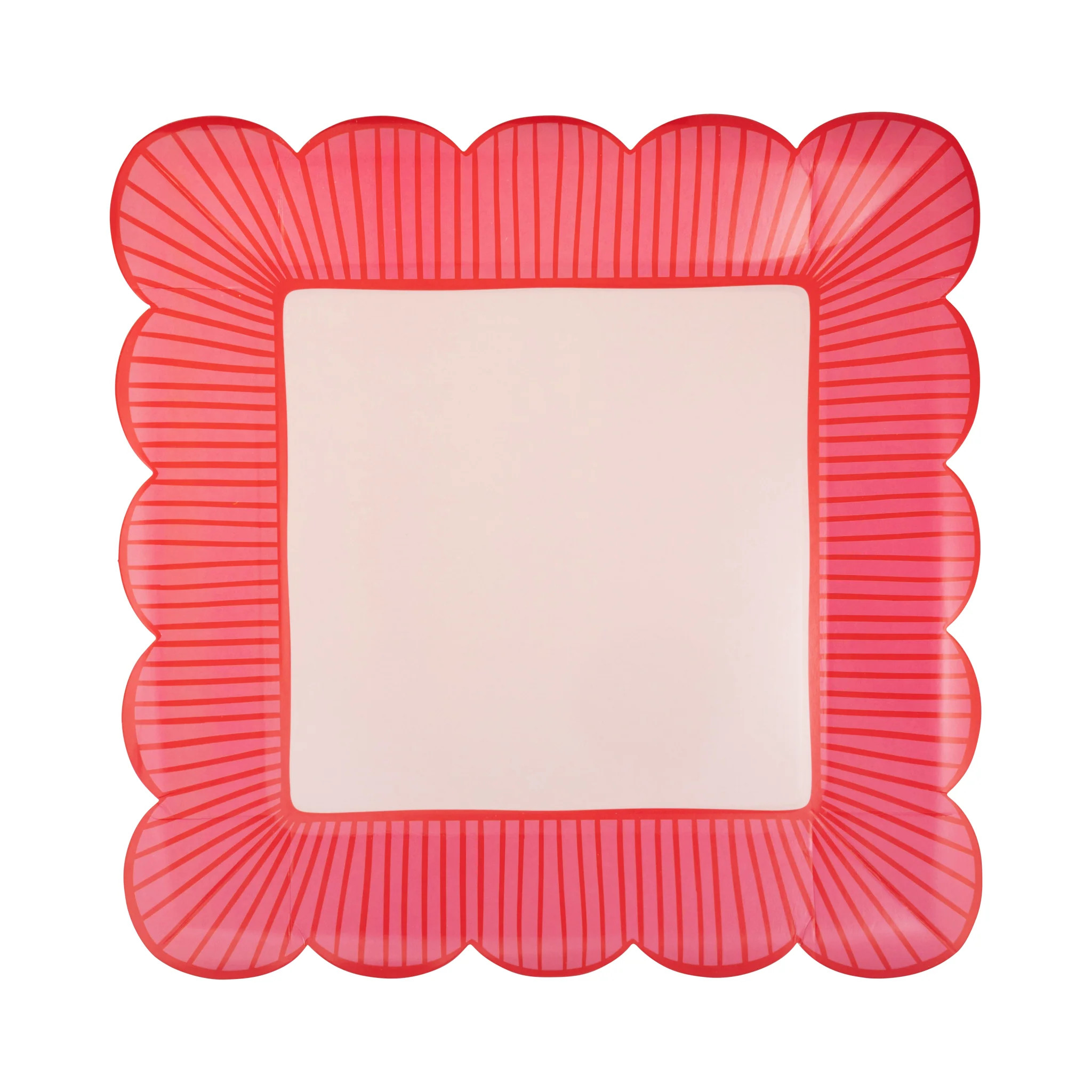 Striped Edge Scalloped Square Plate | My Mind's Eye