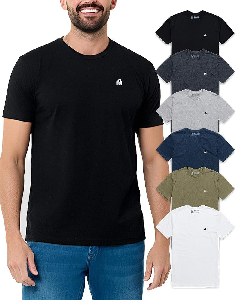 INTO THE AM Mens T Shirts Soft Cotton Blend Crew Neck Tee S - 4XL Athletic Fit Plain Casual T-Shi... | Amazon (US)
