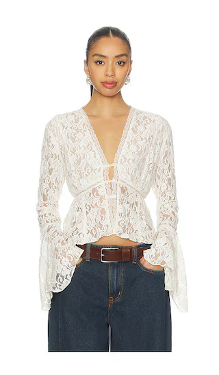 Whispering Love Lace Top in Tofu | Revolve Clothing (Global)