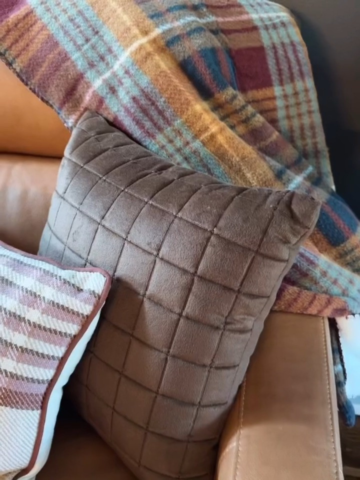 Loving my fall pillows from Walmart for a quick home update! The plaid rectangle pillow, soft brown throw pillow, and soft plaid blanket make my living room feel so cozy!  

 #LTKSeasonal #LTKHome