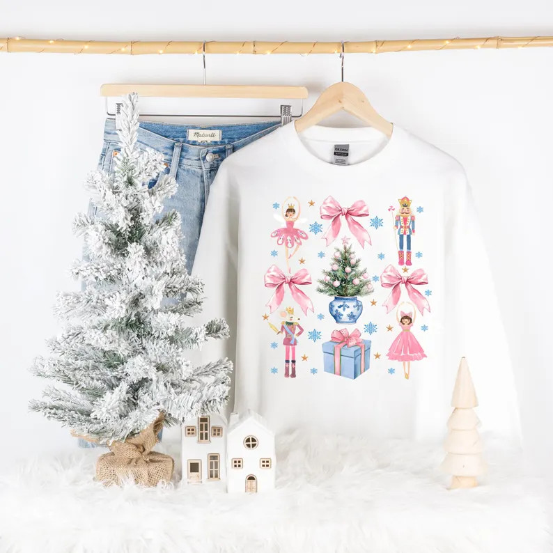Coquette Pink Nutcracker Christmas Holiday Sweatshirt | Girly Sweet Nutcracker Christmas Tshirt |... | Etsy (US)