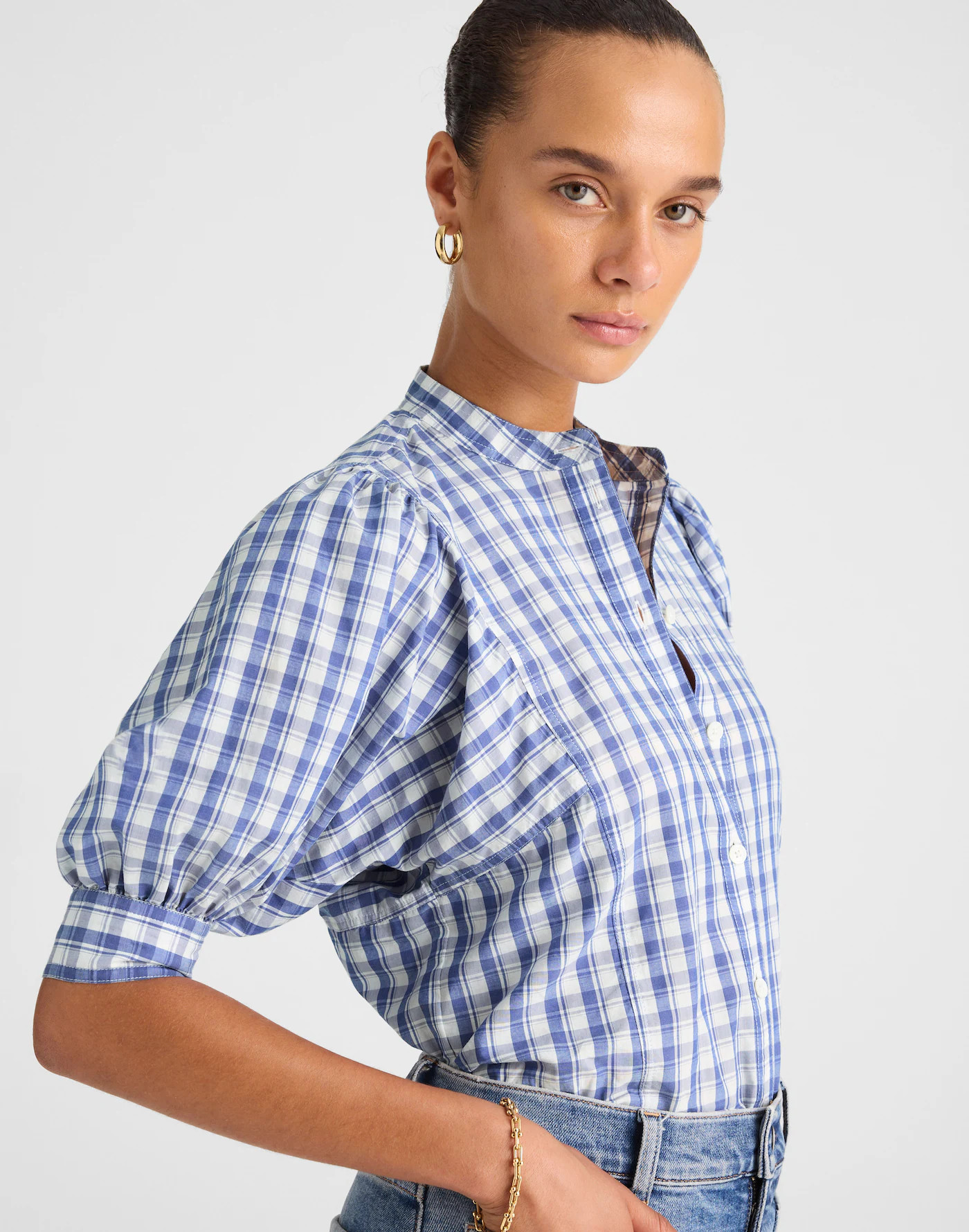 Puff-Sleeve Band-Collar Shirt | Madewell | Madewell