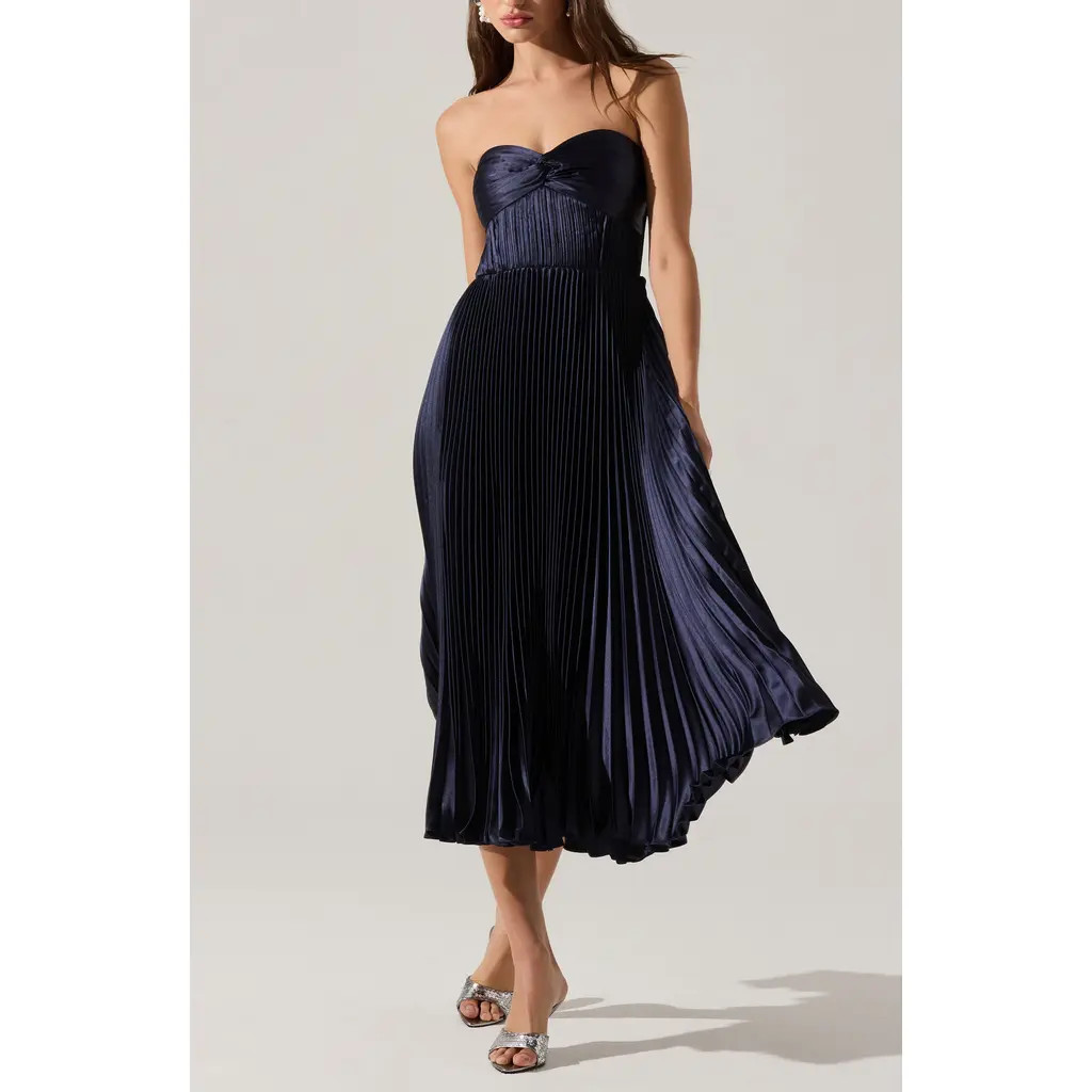 ASTR the Label Ascella Strapless A-Line Dress in Navy at Nordstrom Rack, Size Medium | Nordstrom Rack