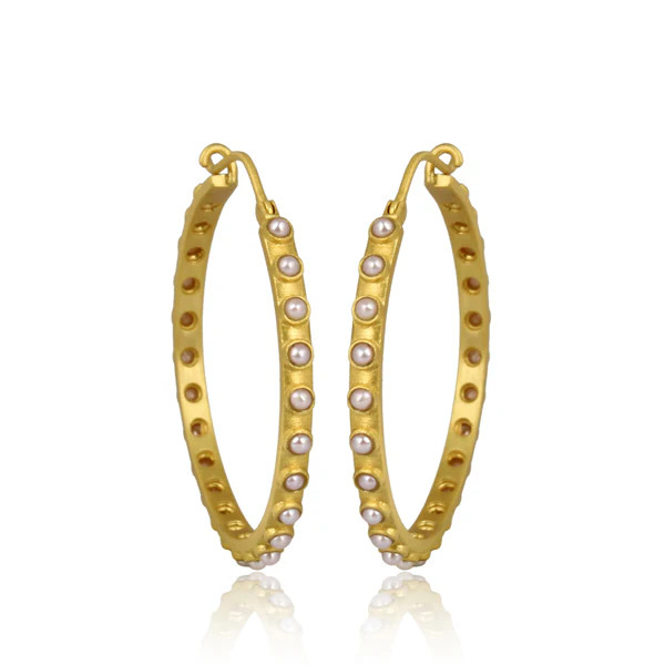 Pearl Hoop Earrings | Christina Greene 