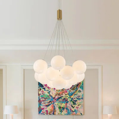 Quinshay 13-Light Dimmable Opal Glass Bubble Chandelier | Wayfair North America