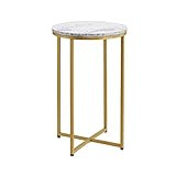 AZ L1 Life Concept Modern Round Side End Accent Table, Marble + Gold | Amazon (US)