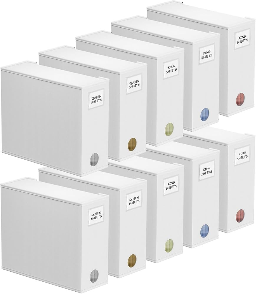 SpaceAid 10 Pack Bed Sheet Organizers and Storage, Foldable Sheet Organizer for Linen Closet, She... | Amazon (US)