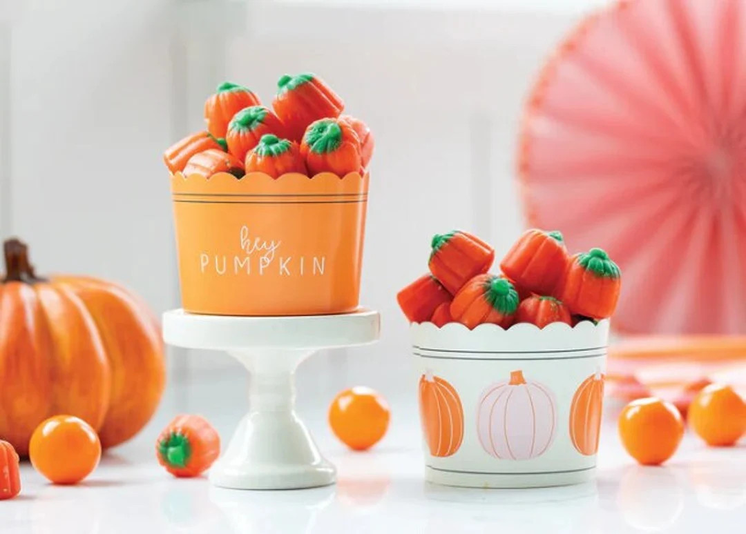 Hey Pumpkin Pink & Orange Little Pumpkin Baking Cups - Etsy | Etsy (US)