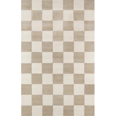 Delmar Geometric Handmade Tufted Wool Taupe/White Area Rug | Wayfair North America