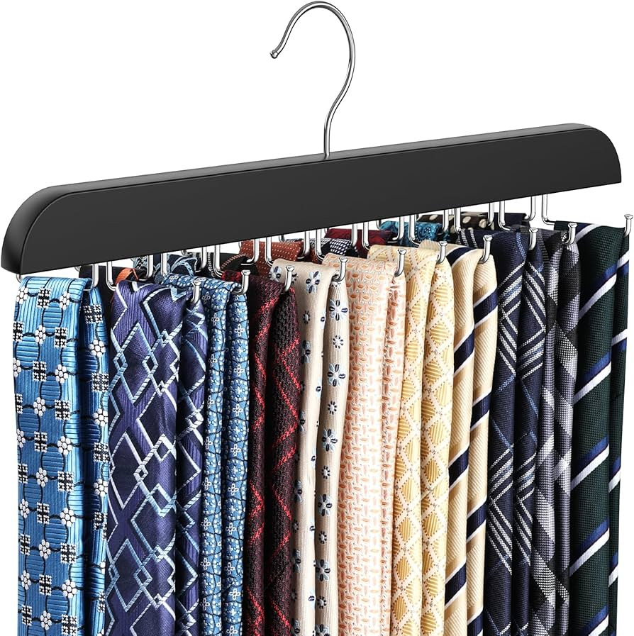 Upgraded Tie Rack Hanger with 20 Foldable Metal Hooks, Space Saving Necktie Organizer for Men –... | Amazon (US)