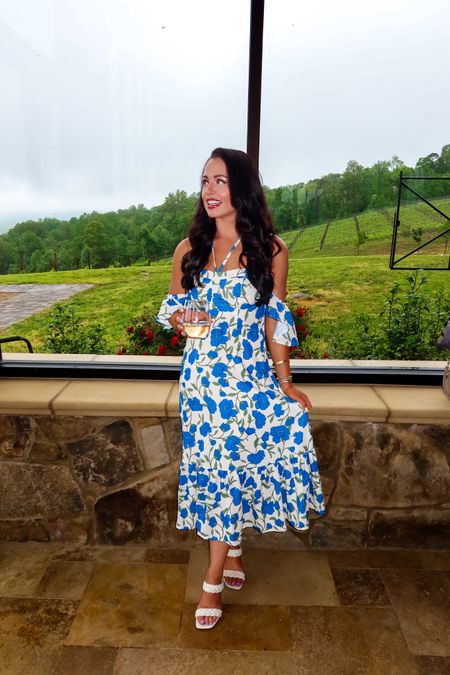 Under $36 amazon off the shoulder floral midi dress (wearing a size 6, which is equal to a small, 3 colors), under $40 amazon braided heels and under $10 amazon gold floral earrings — a perfect spring or summer look! #founditonamazon 

#LTKSaleAlert #LTKWedding #LTKFindsUnder50