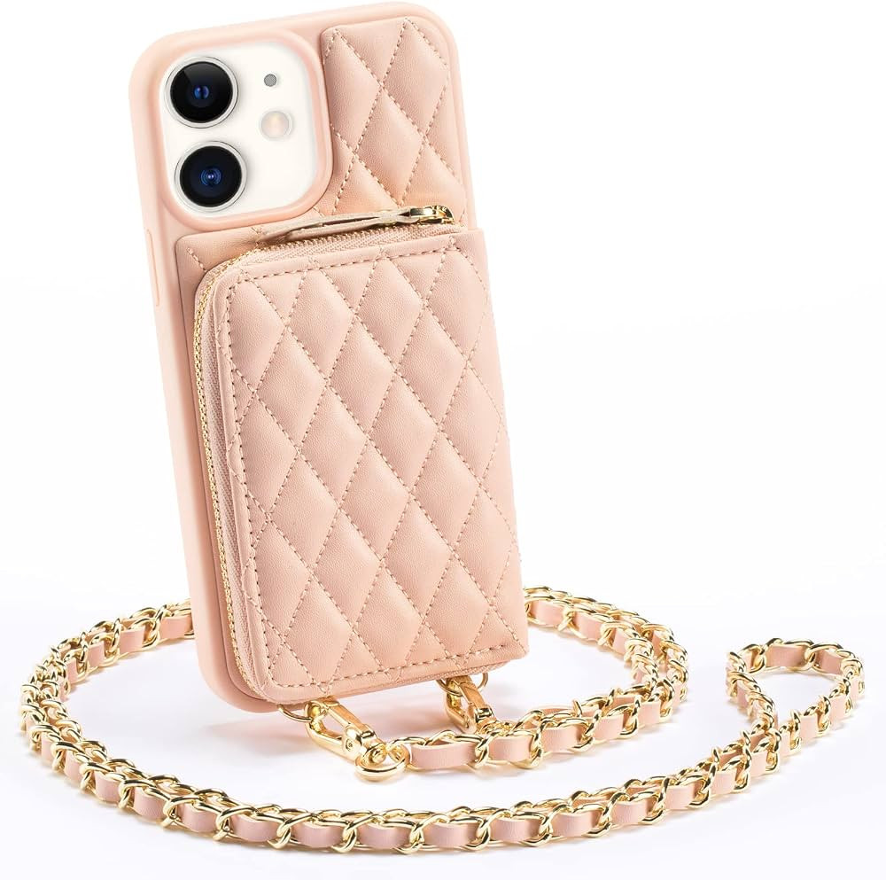 LAMEEKU Wallet Case Designed for iPhone 12 Pro Case with Card Holder, Crossbody Purse Case Quilted L | Amazon (US)