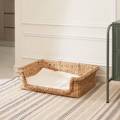 Vifah Kylie Hand-Woven Water Hyacinth Cat House with Cushion - M/L - 21" - Brown | Target