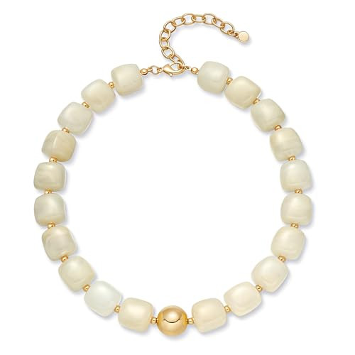 Amazon.com: WOWORAMA Chunky Beaded Necklace for Women Trendy Cream White Statement Chunky Necklac... | Amazon (US)