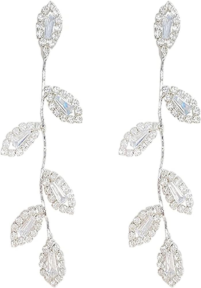 Dangling Earrings for Women Bridal Earrings for Wedding Rhinestone Wedding Prom Anniversary Delic... | Amazon (US)