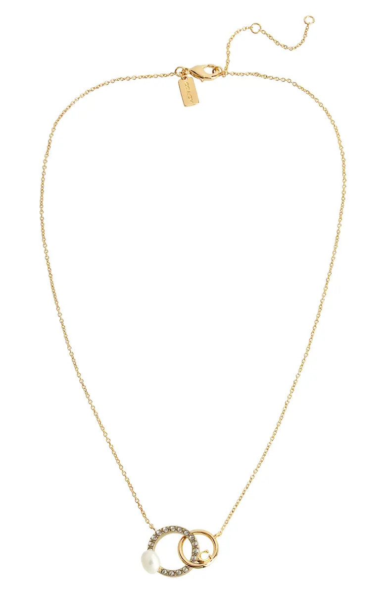 COACH Interlock Pearl & Crystal Pendant Necklace | Nordstrom | Nordstrom