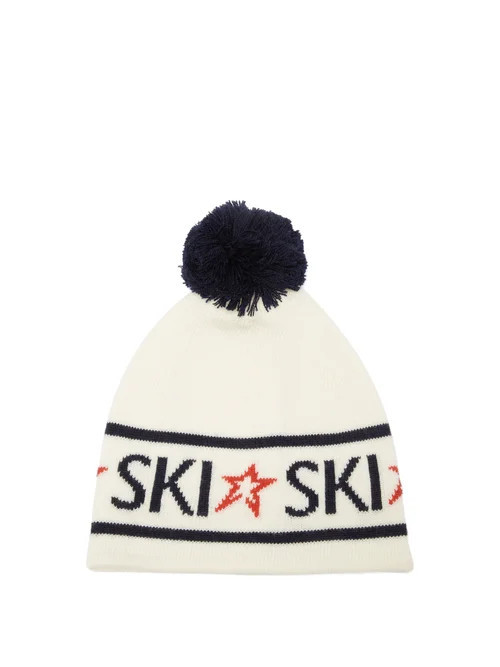 Perfect Moment - Logo-jacquard Wool Beanie Hat - Womens - White Navy | Matches (US)
