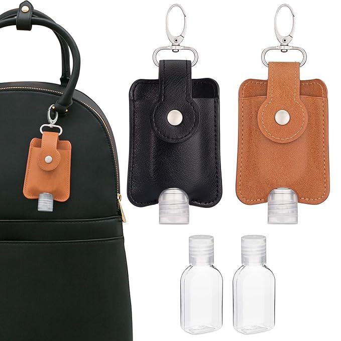 VENTURED LIVING Hand Sanitizer Holder Keychain Set of 2 - Premium Vegan Leather & Leakproof Empty... | Amazon (US)
