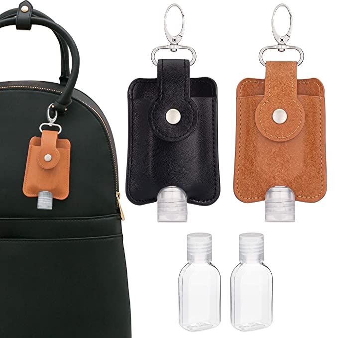 Amazon.com : VENTURED LIVING Hand Sanitizer Holder Keychain Set of 2 - Premium Vegan Leather & Le... | Amazon (US)