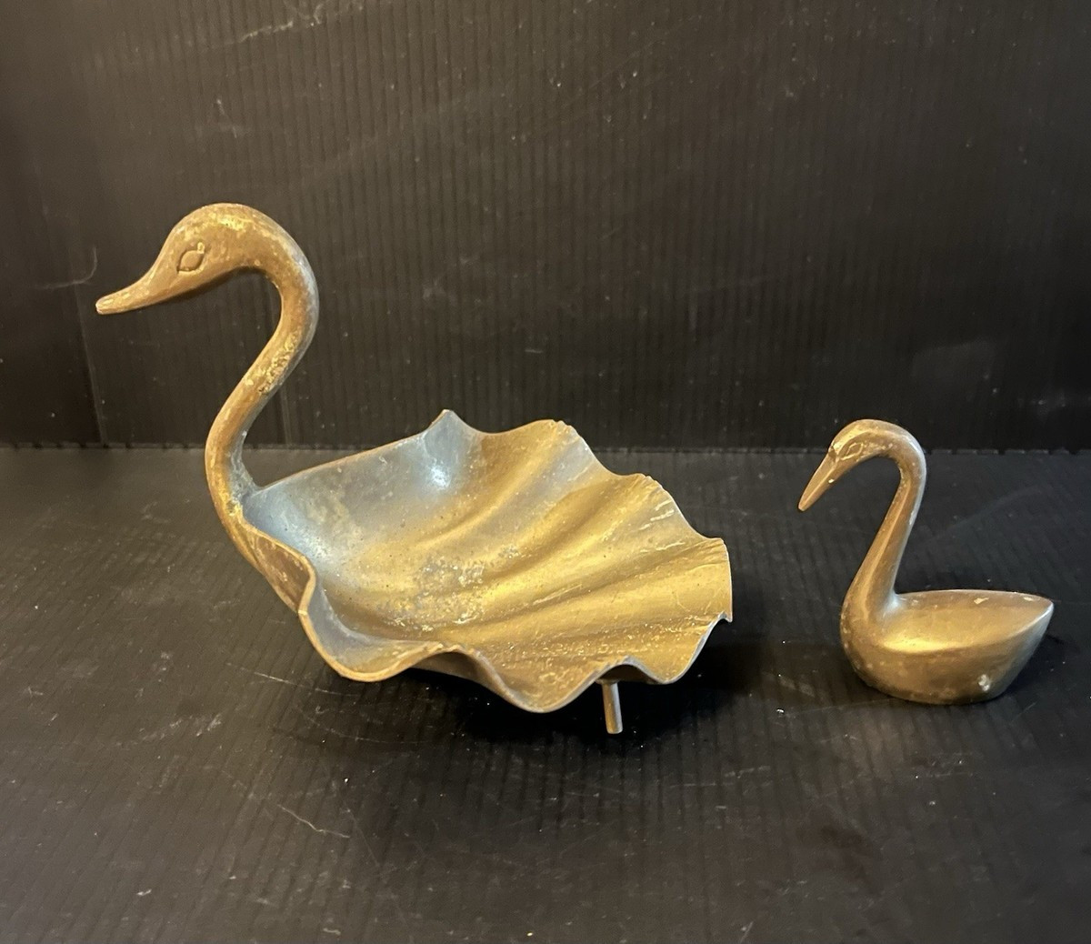 Vtg MCM Brass Swan Dish Trinket Dish Candy Dish  & Small Decorative Swan | eBay US