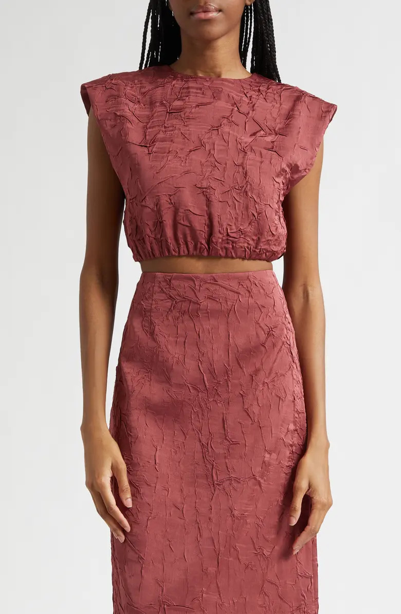 Ulla Johnson Gisella Crinkle Satin Crop Top | Nordstrom | Nordstrom