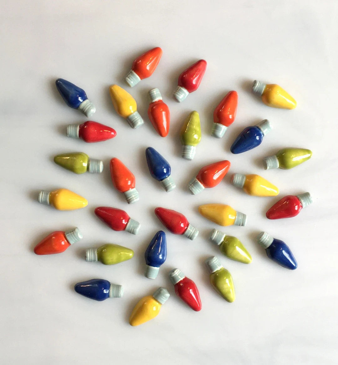 Ceramic Holiday Lightbulb Tiles 10pcs Bright Bold Colors - Etsy | Etsy (US)