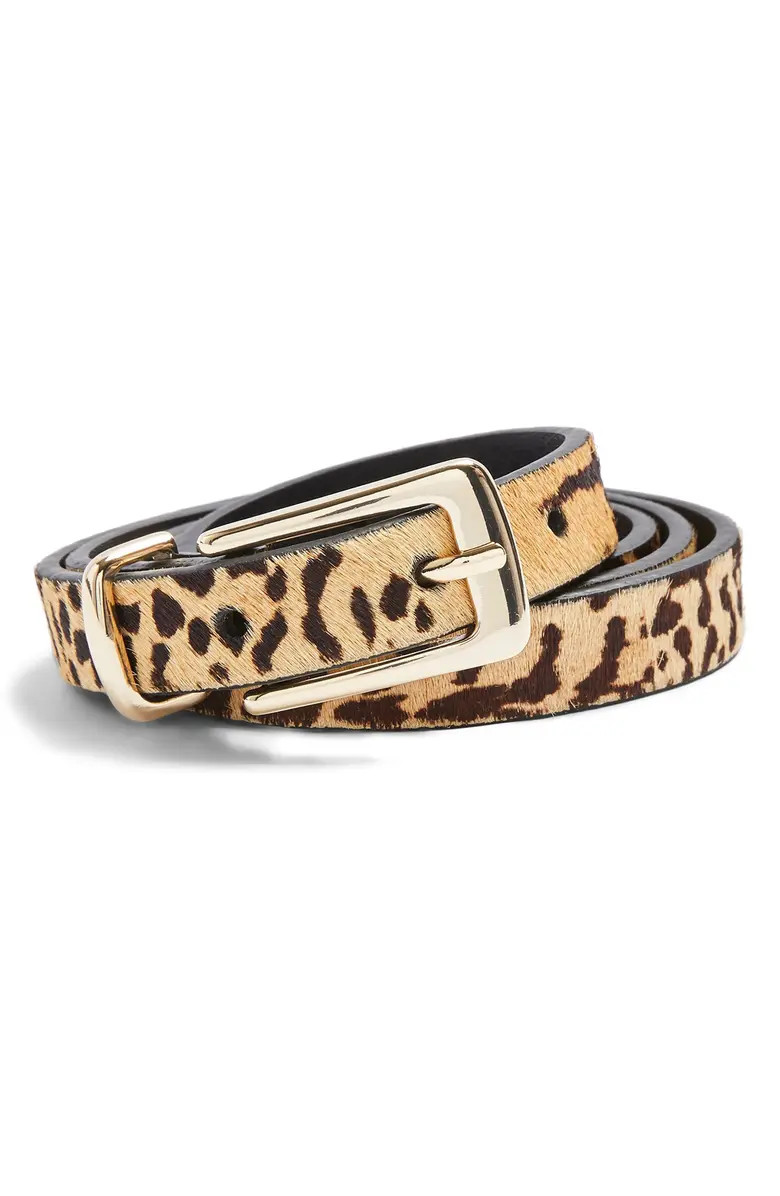 Tiger Print Calf Hair Skinny Belt | Nordstrom