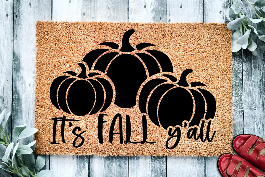 Happy Fall Y'all Doormat  Pumpkin Fall Doormat  Welcome - Etsy | Etsy (US)