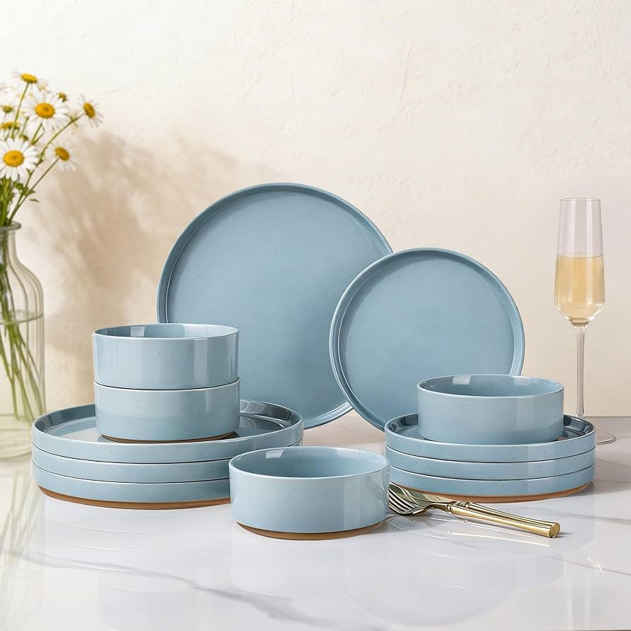 AmorArc Stoneware Dinnerware Sets for 4,12Pcs Plates and Bowls Set | Amazon (US)