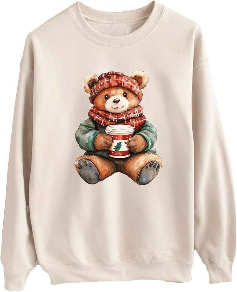 Cozy Christmas Teddy Bear Sweatshirt, Festive Winter Pullover with Adorable Bear, Cute Holiday Sw... | Amazon (US)