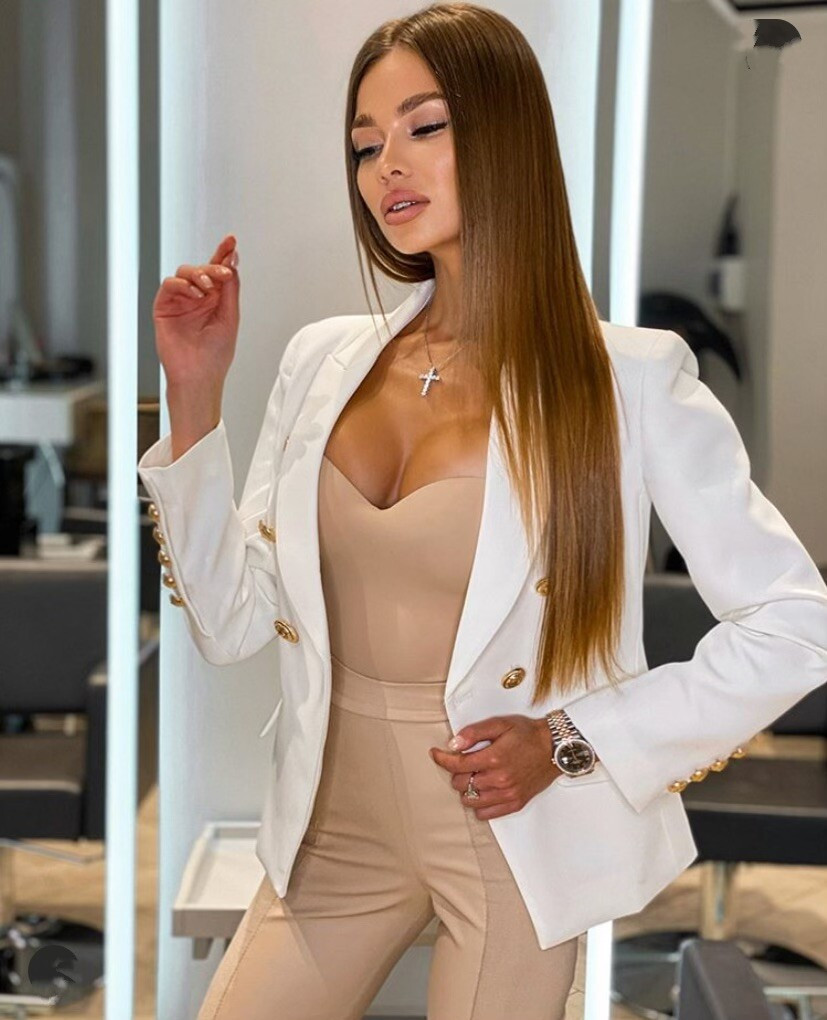 ALL SIZES White Double Breasted Luxury Blazer With Gold Buttons Elegant Jacket | eBay | eBay US