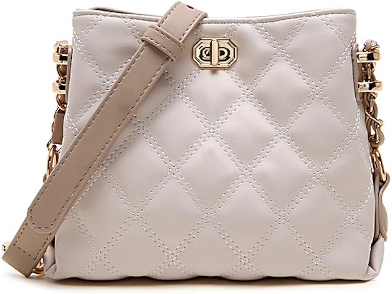 Women's Small Leather Crossbody Bag Quilted Shoulder Purse with Chain Strap | Amazon (US)