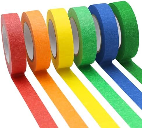 6 Colored Masking Tape 16 Yard Per Roll, Rainbow Colors Painting Tape, Painters Tape, Craft Tape,... | Amazon (US)