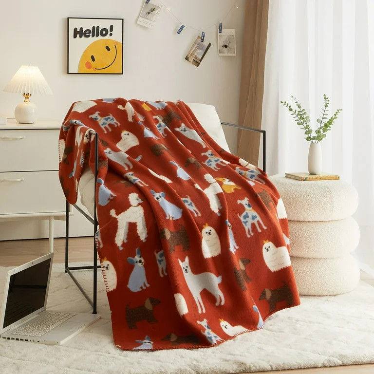 Mainstays Dog Print Fleece Throw - Walmart.com | Walmart (US)