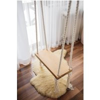 Oak Swing For Children & Adults Boho Style 60 X 25 cm. Gift, Present, Real Oak, Wood, Wooden Swing, Farmhouse | Etsy (US)