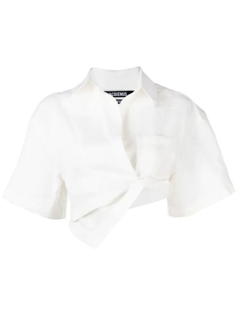 asymmetric-hem short-sleeve top | Farfetch (US)