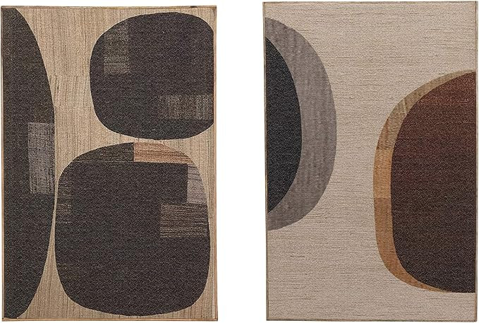 Bloomingville Creative Co-Op Mango Wood Framed Fabric Decor with Abstract Print, Black & Beige, 2... | Amazon (US)