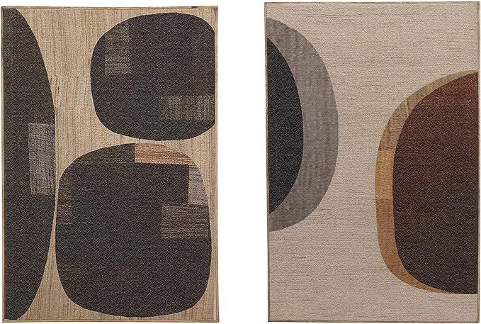 Bloomingville Creative Co-Op Mango Wood Framed Fabric Decor with Abstract Print, Black & Beige, 2... | Amazon (US)